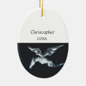 ドラゴン日本のジャパン黒白クリスマス セラミックオーナメント (裏面)