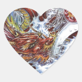 ドラゴン日本のタトゥーデザイン ハートシール