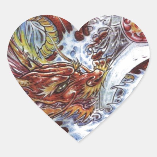 ドラゴン日本のタトゥーデザイン ハートシール (正面)