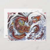 ドラゴン日本のタトゥーデザイン ポストカード (正面/裏面)