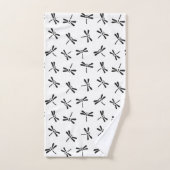 ドラゴン日本のフライ模様、白黒 バスタオルセット (ハンドタオル)