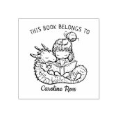 ドラゴン本のしおりを持つカスタムガールリーディング ラバースタンプ (インプリント)