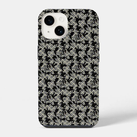 ドラゴン模様 01.wx4x4.ブルー グレーBG iPhoneケース (裏面)