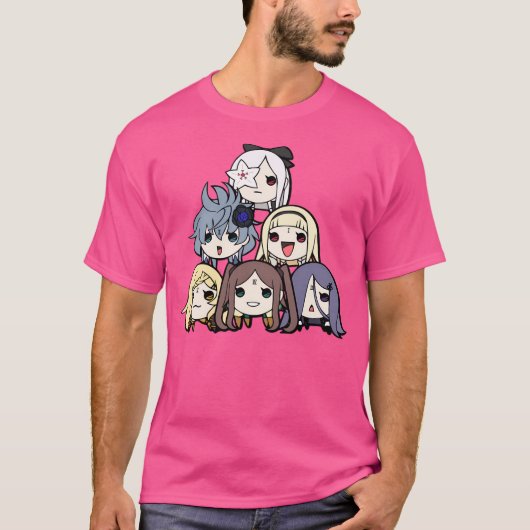 ドラゴン殺人剣シスターズかわいいチビ（小さくかわいく書いた感じ）太鼓ヨック Tシャツ (正面)