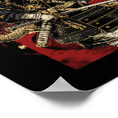 ドラゴン漢字を使ったサムライ日本のネコ ポスター (角)