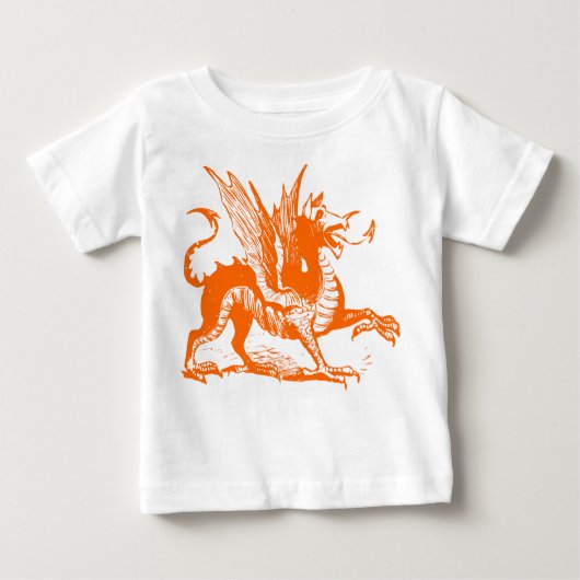 ドラゴン版木、銅版、版画 – オレンジ ベビーTシャツ (正面)