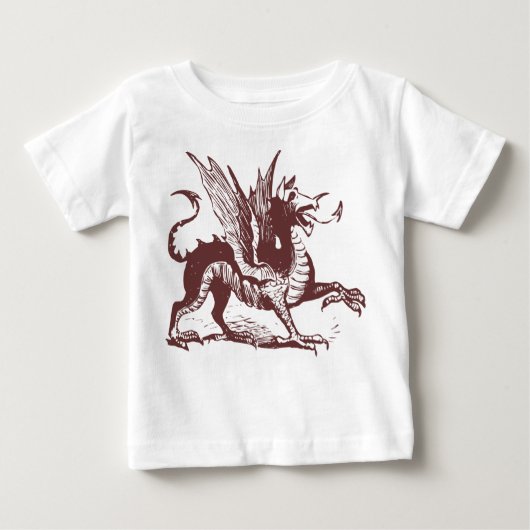 ドラゴン版木、銅版、版画 – ダークブラウン ベビーTシャツ (正面)