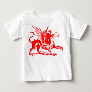 ドラゴン版木、銅版、版画 – レッド ベビーTシャツ