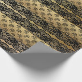 ドラゴン王室のゴールデンブラックレースヘラルディックビップ ラッピングペーパー (角)