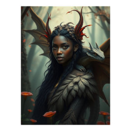 ドラゴン白熱［赤熱］光を放つフェアリー・アート ポスター