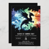 ドラゴン白熱［赤熱］光を放つ誕生日編集可能 招待状 (正面/裏面)