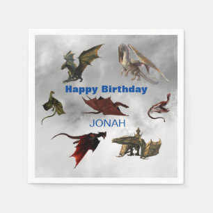 ドラゴン種おもしろいファンタジーパーソナライズされた誕生日 スタンダードカクテルナプキン