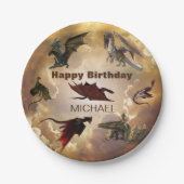 ドラゴン種おもしろいファンタジーパーソナライズされた誕生日 ペーパープレート (正面)