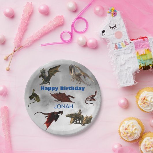 ドラゴン種おもしろいファンタジーパーソナライズされた誕生日P ペーパープレート (パーティー)