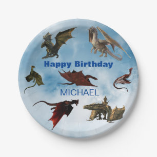 ドラゴン種おもしろいファンタジーパーソナライズされた誕生日P ペーパープレート