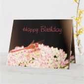 ドラゴン素晴らしフライ誕生日カード カード (黄色い花)