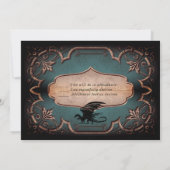 ドラゴン結婚の中世ゴシックヴィンテージ王座RSVP 招待状 (裏面)