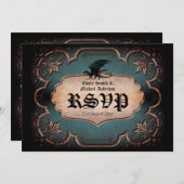 ドラゴン結婚の中世ゴシックヴィンテージ王座RSVP 招待状 (正面/裏面)