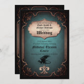 ドラゴン結婚の中世ゴシック様式のヴィンテージトロンズ 招待状 (正面/裏面)