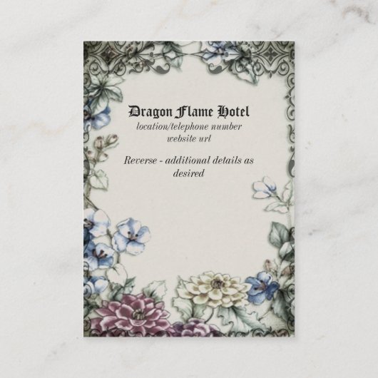 ドラゴン結婚の中世ゴシック様式の宿泊施設カード エンクロージャーカード (裏面)