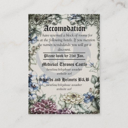 ドラゴン結婚の中世ゴシック様式の宿泊施設カード エンクロージャーカード (正面)