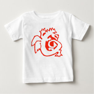 ドラゴン船上に! ベビーのティーの赤 ベビーTシャツ