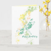 ドラゴン芸術的フライハッピーバースデーカード カード (黄色い花)