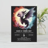 ドラゴン芸術的誕生日印刷可能 招待状 (スタンド正面)