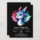 ドラゴン芸術的魅力的誕生日 招待状 (正面/裏面)