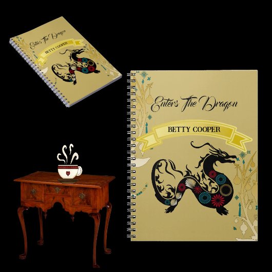 ドラゴン装飾フローラ画学校へ ノートブック