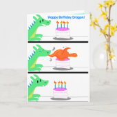 ドラゴン誕生日おもしろいカード！ カード (黄色い花)