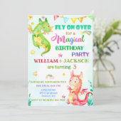 ドラゴン誕生日の招待ジョイントバースデー招待状 招待状 (スタンド正面)