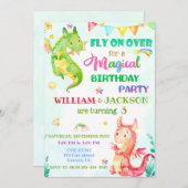 ドラゴン誕生日の招待ジョイントバースデー招待状 招待状 (正面/裏面)