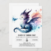 ドラゴン誕生日カスタム 招待状 (正面/裏面)