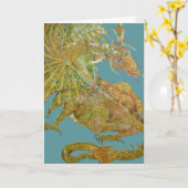 ドラゴン誕生日カード カード (黄色い花)