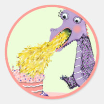 ドラゴン誕生日クラシックラウンドステッカー