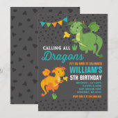 ドラゴン誕生日招待状騎士&ドラゴンパーティー 招待状 (正面/裏面)
