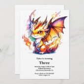 ドラゴン誕生日招待状 招待状 (正面/裏面)