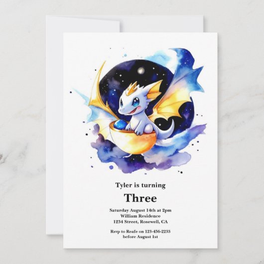 ドラゴン誕生日招待状 招待状 (正面)