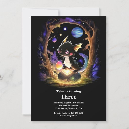 ドラゴン誕生日招待状 招待状 (正面)