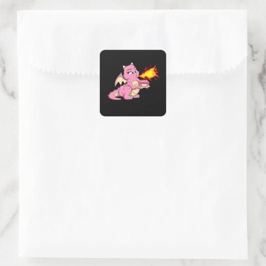 ドラゴン誕生日10 10th誕生日ガールカワイドラゴン スクエアシール (バッグ)