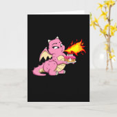 ドラゴン誕生日4 4thバースデーガールカワイドラゴン カード (黄色い花)