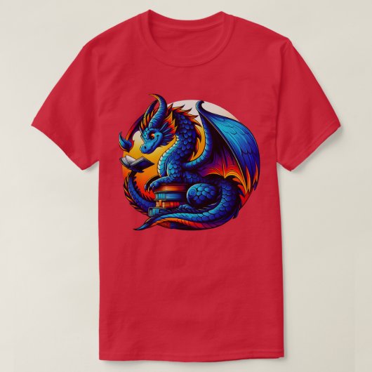ドラゴン読ズの本ブックワームの本の恋人2 Tシャツ (デザイン正面)