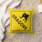 ドラゴン警告標識 クッション (ブランケット)