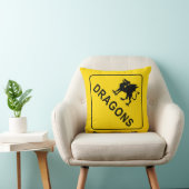 ドラゴン警告標識 クッション (椅子)