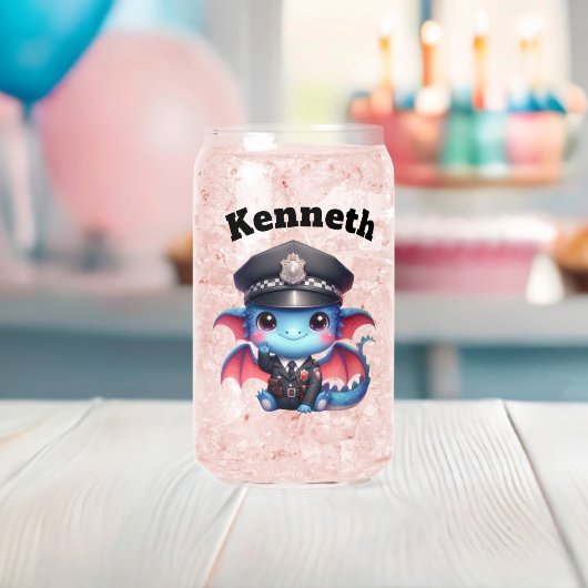 ドラゴン警官がハローを振って! ガラス缶 (インサイチュ (ベビーシャワー))