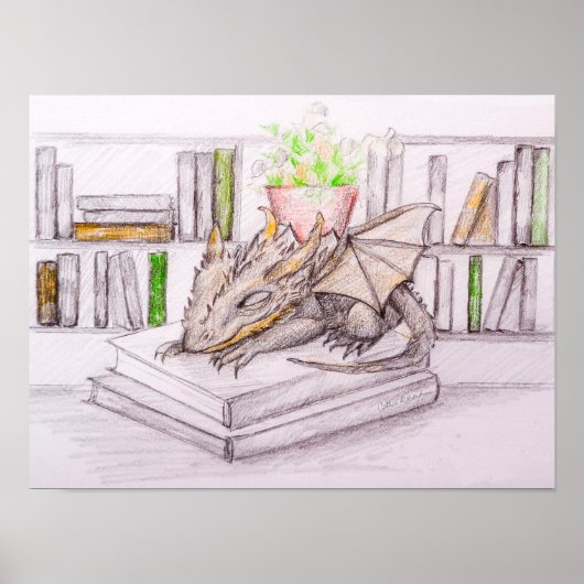 ドラゴン赤ちゃん読書好き本好き図書館 ポスター (正面)