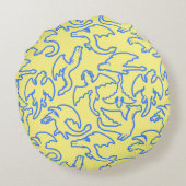 ドラゴン輪郭パターン03.b L黄色BG ラウンドクッション (裏面)