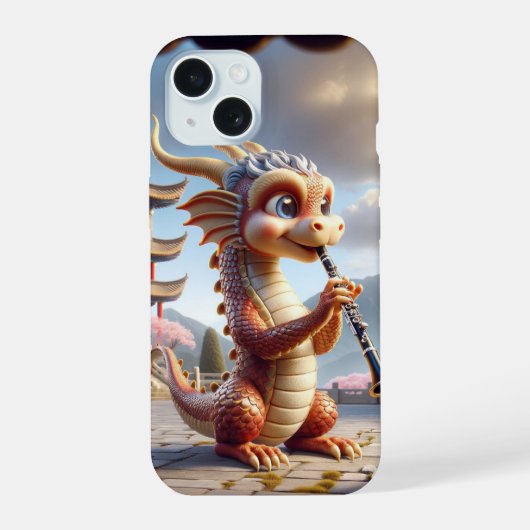 ドラゴン遊のクラリネットのケース iPhone 15ケース (裏面)