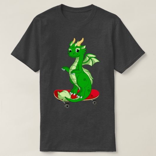 ドラゴン遊ズスケートボードグッドおもしろいドラゴンスケートブ Tシャツ (デザイン正面)